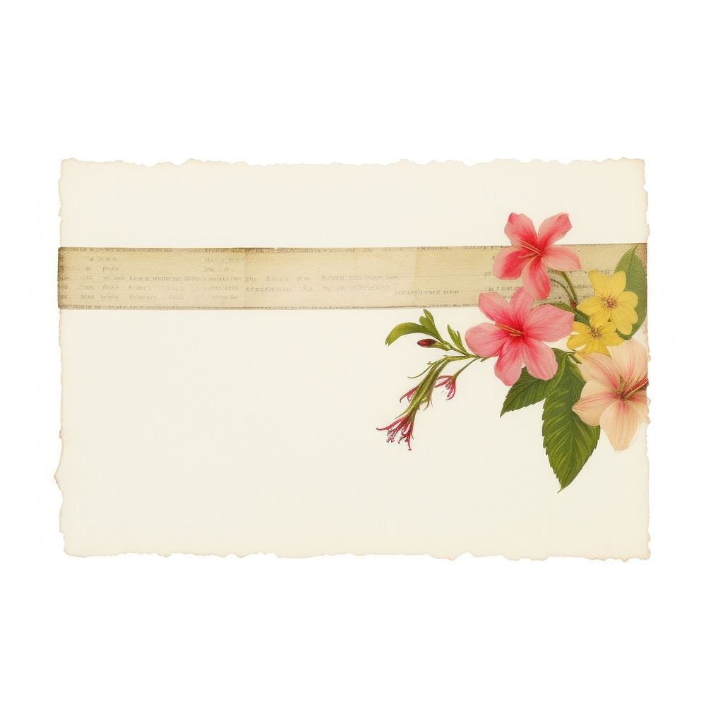 Adhesive tape is stuck on the tropical flowers plant petal old. AI generated Image by rawpixel.
