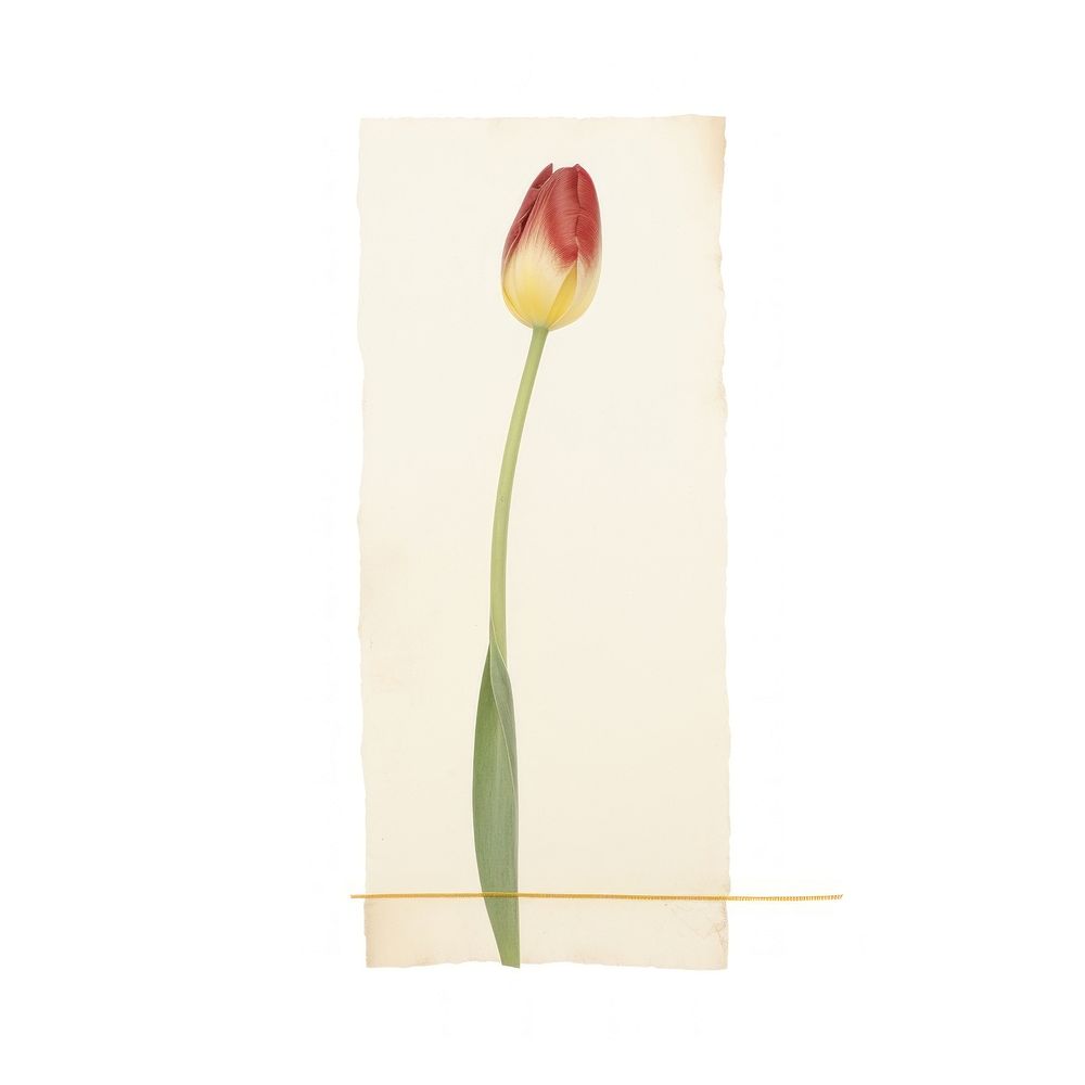 Minimal tulip with tape flower plant white background. AI generated Image by rawpixel.