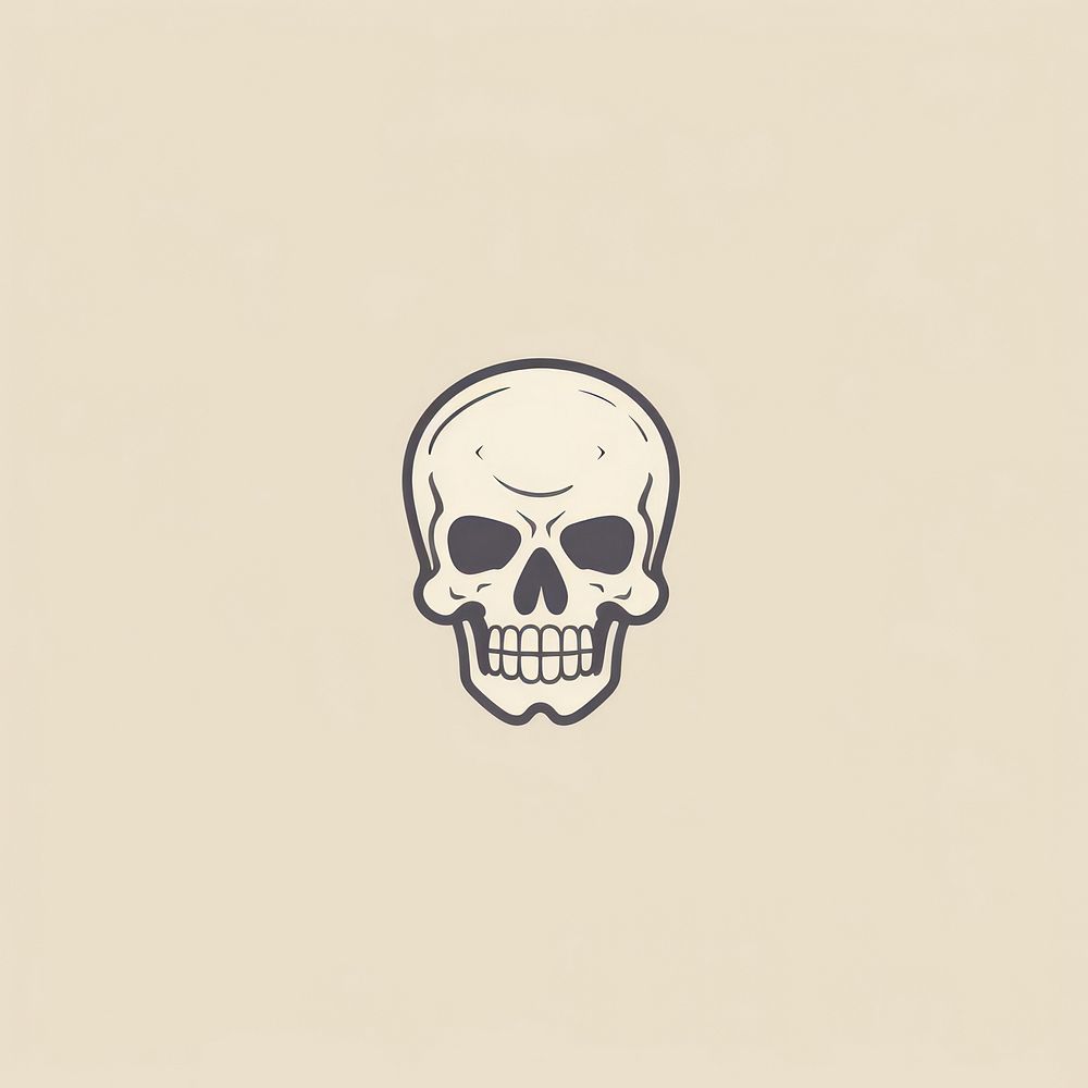 Skull logo portrait sticker. AI generated Image by rawpixel.