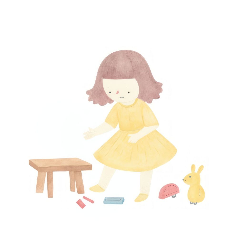 Girl character playing toy representation creativity relaxation. AI generated Image by rawpixel.