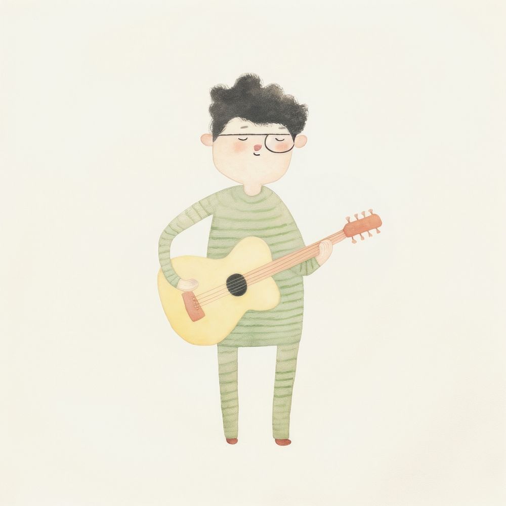 Boy character playing guitar performance creativity musician. AI generated Image by rawpixel.