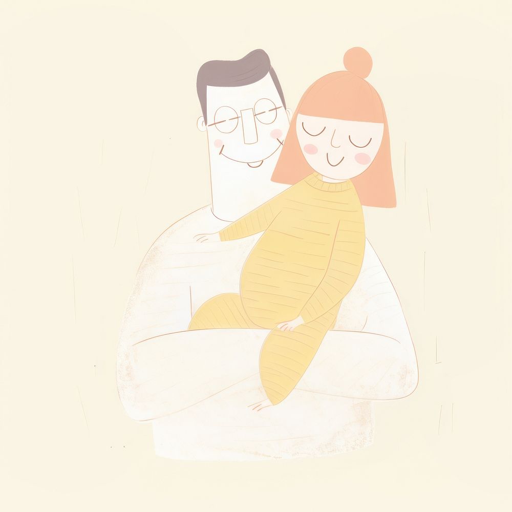 Father holding daughter drawing sketch togetherness. AI generated Image by rawpixel.