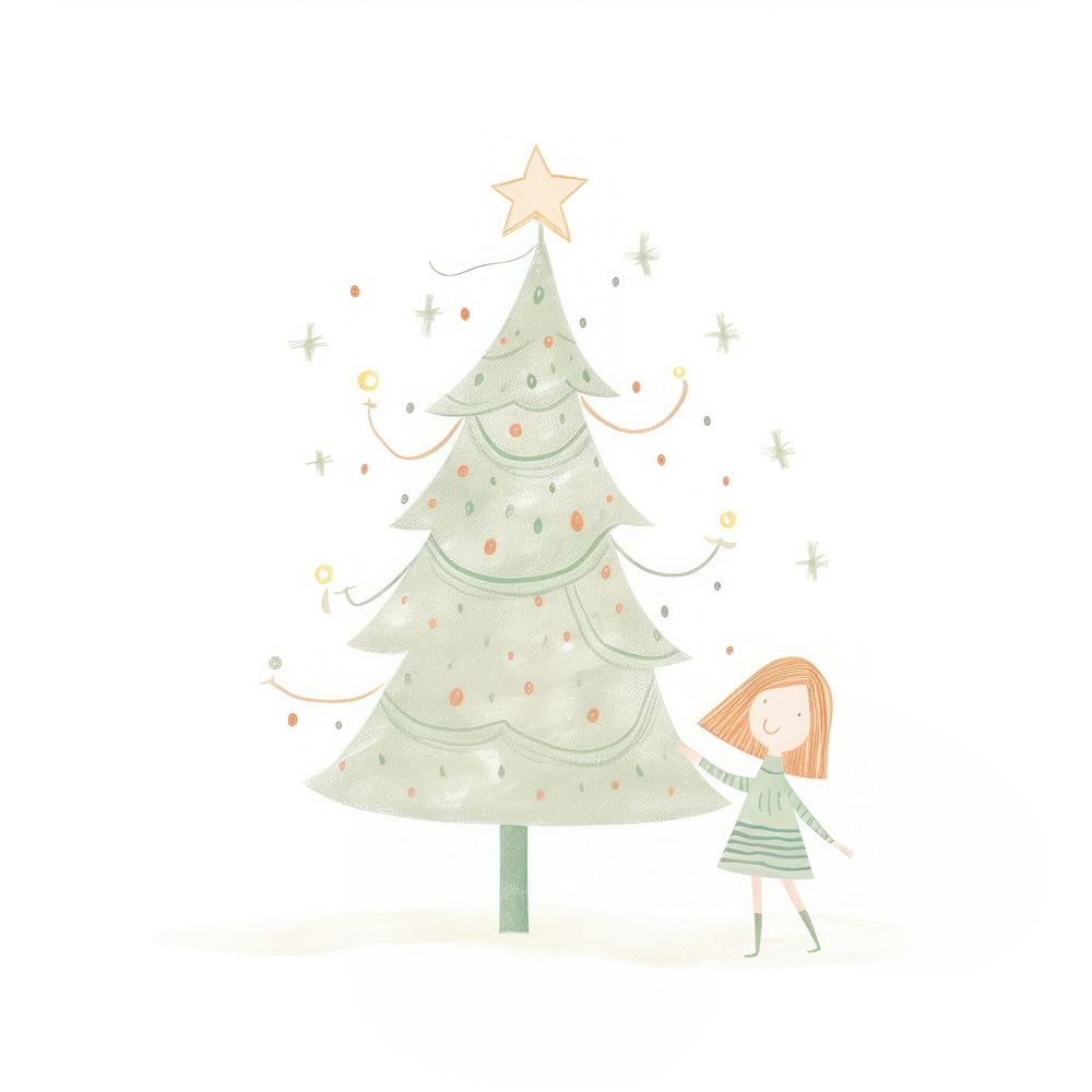 Girl character decorate Christmas tree christmas winter christmas tree. AI generated Image by rawpixel.