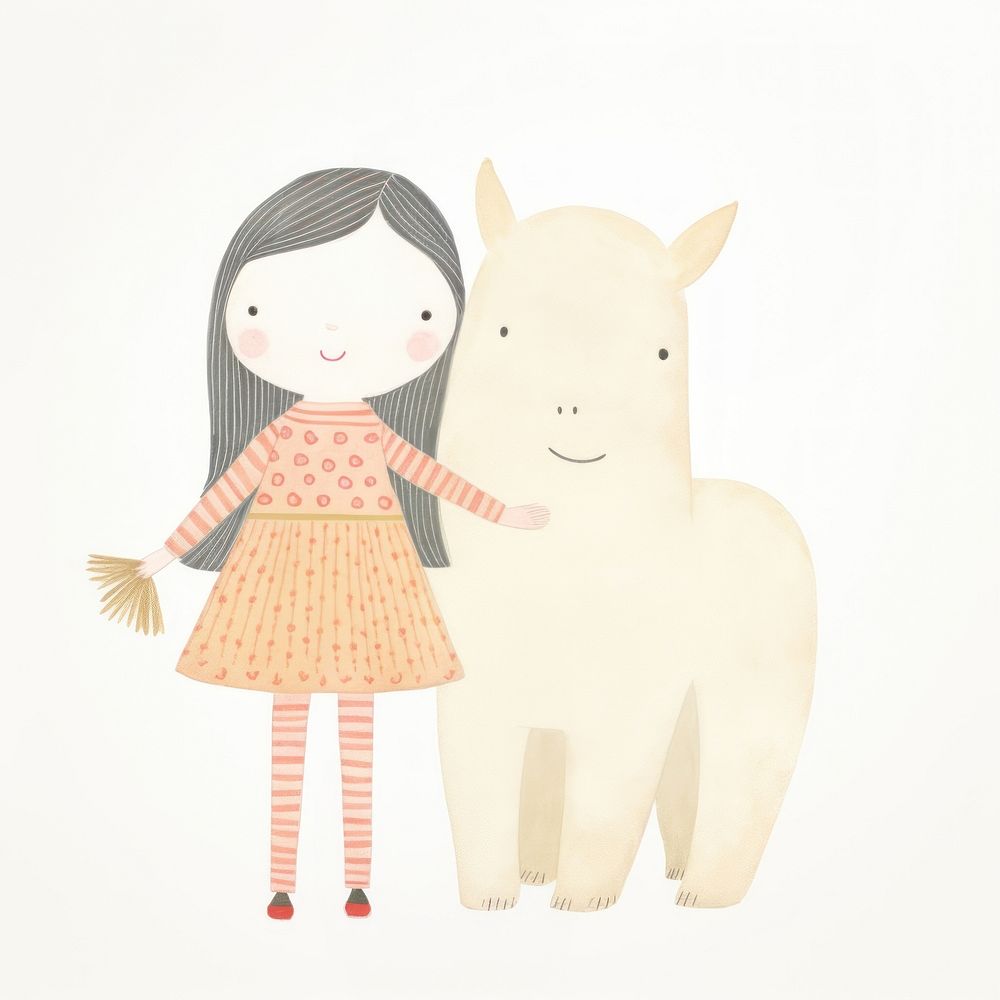 Girl character holding a unicorn doll mammal animal representation. AI generated Image by rawpixel.