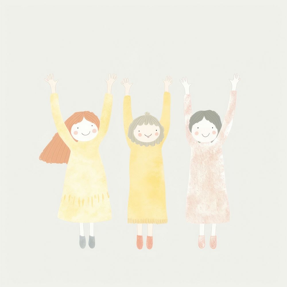 Girl group character put hand up adult child representation. AI generated Image by rawpixel.