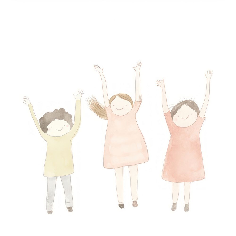 Girl group character put hand up drawing sketch child. AI generated Image by rawpixel.