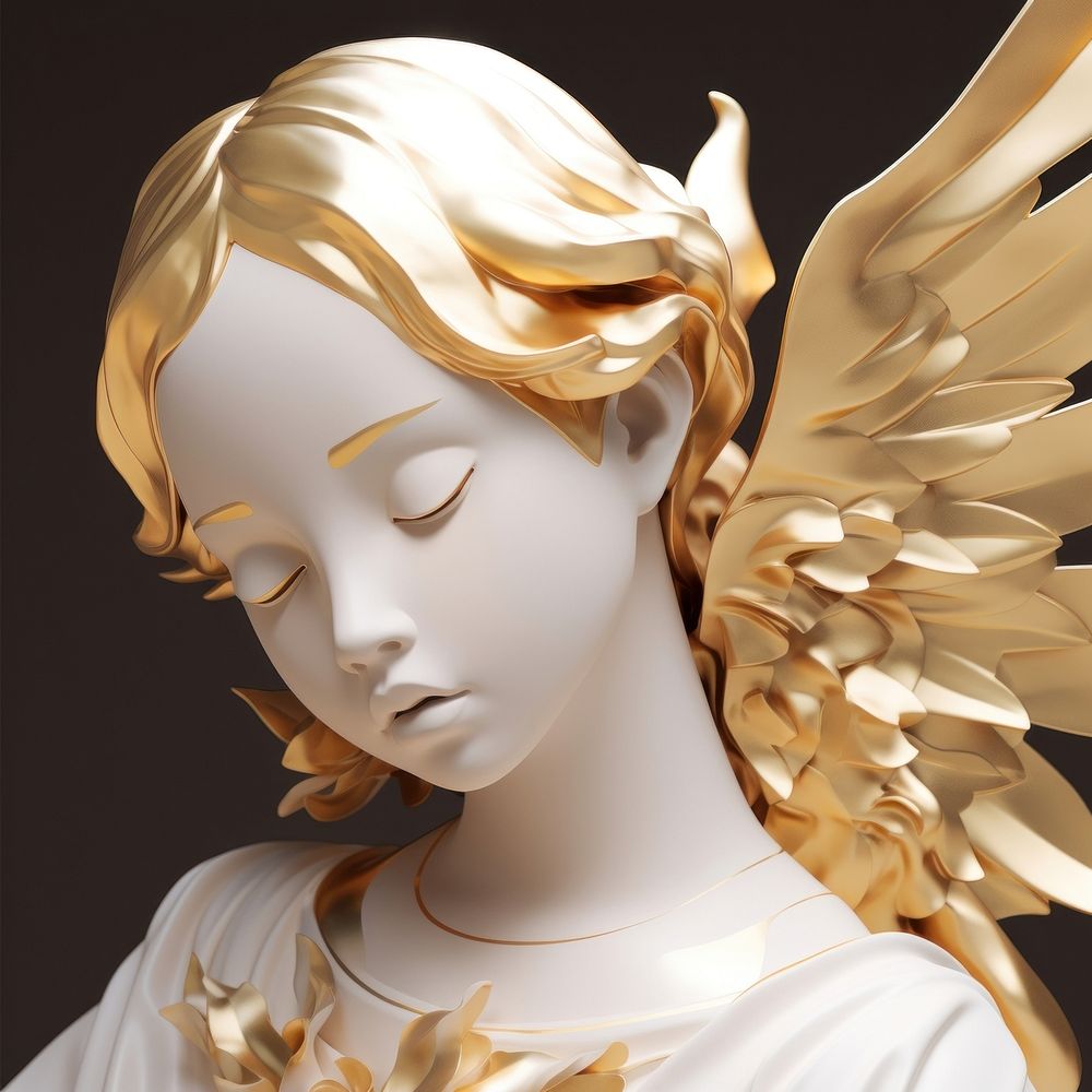 Angel sculpture gold art. AI generated Image by rawpixel.