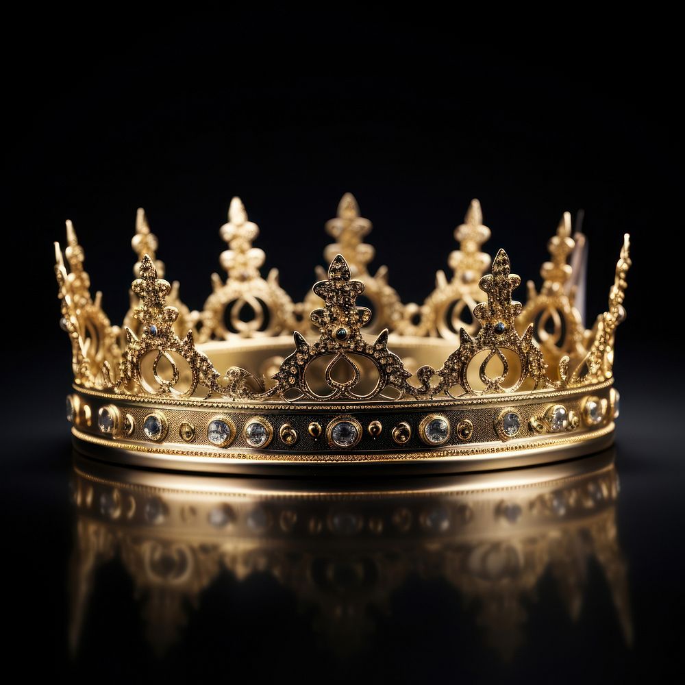 Crown jewelry gold black background. AI generated Image by rawpixel.