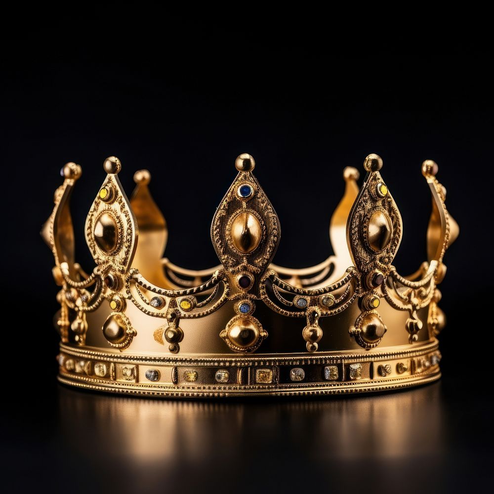 Crown jewelry gold black background. AI generated Image by rawpixel.