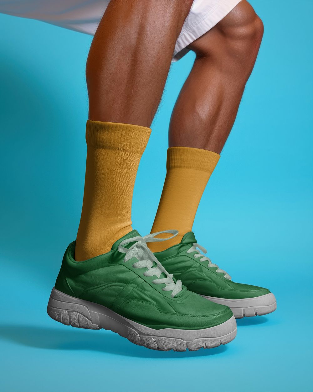 Men's green sneakers, footwear