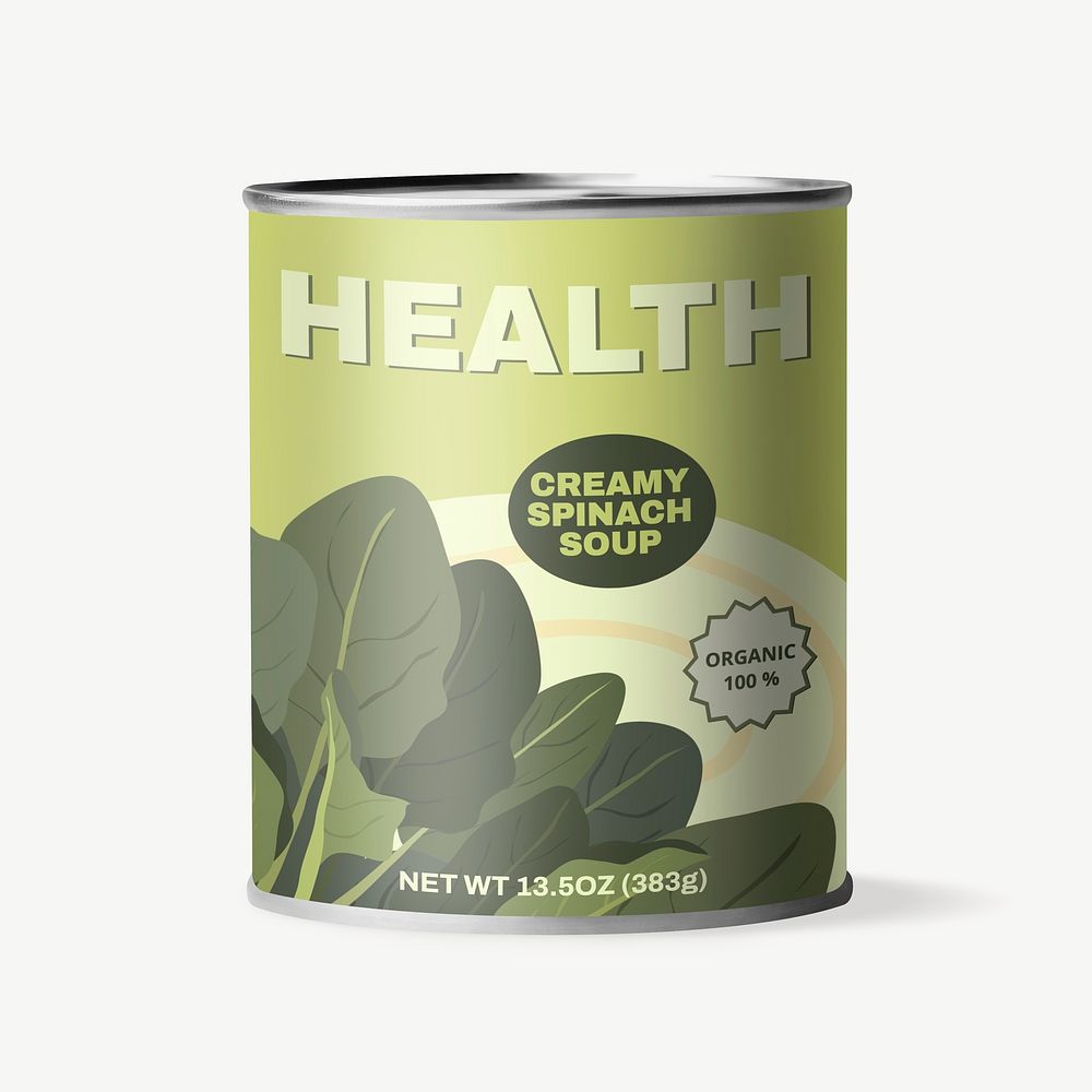 Green tin can container mockup psd