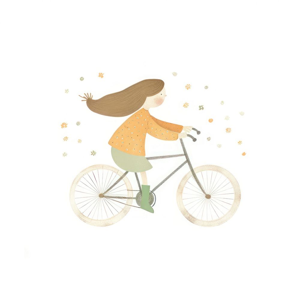 Girl character ride a bike bicycle vehicle child. AI generated Image by rawpixel.