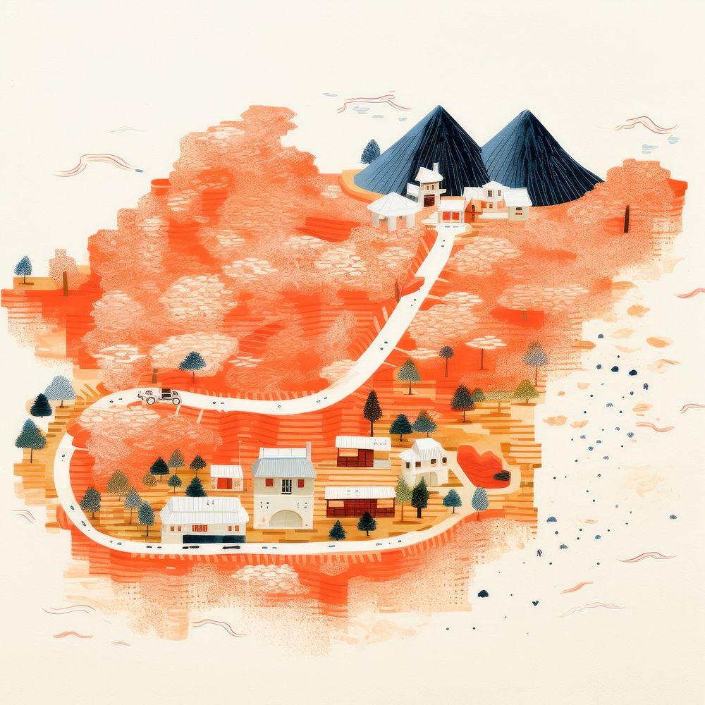 Japan map painting art architecture. AI generated Image by rawpixel.