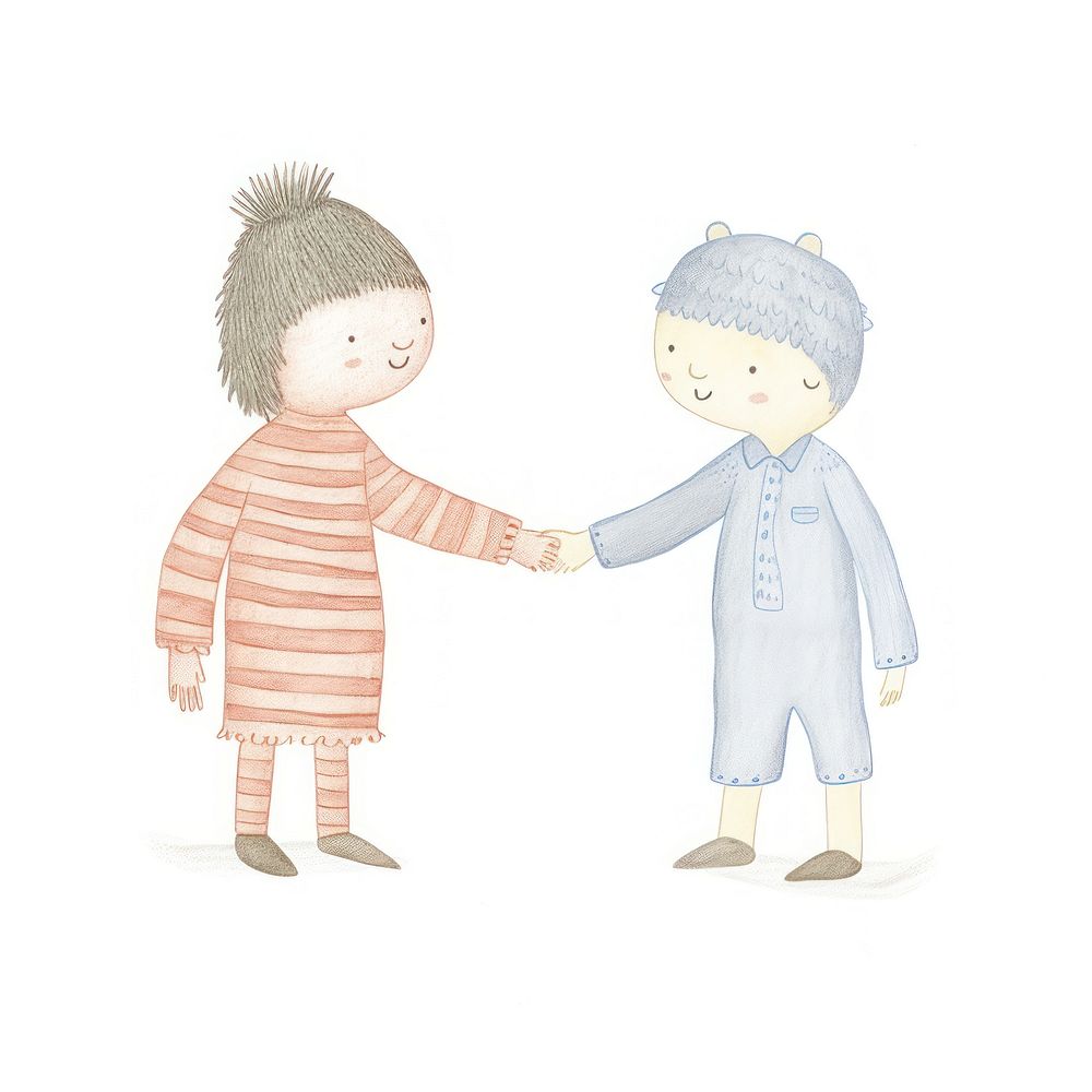 Characters shaking hands baby art white background. AI generated Image by rawpixel.