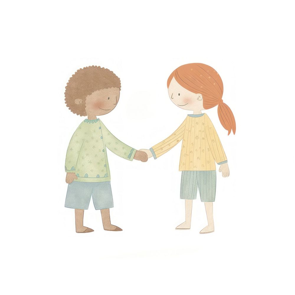Characters shaking hands white background togetherness affectionate. AI generated Image by rawpixel.
