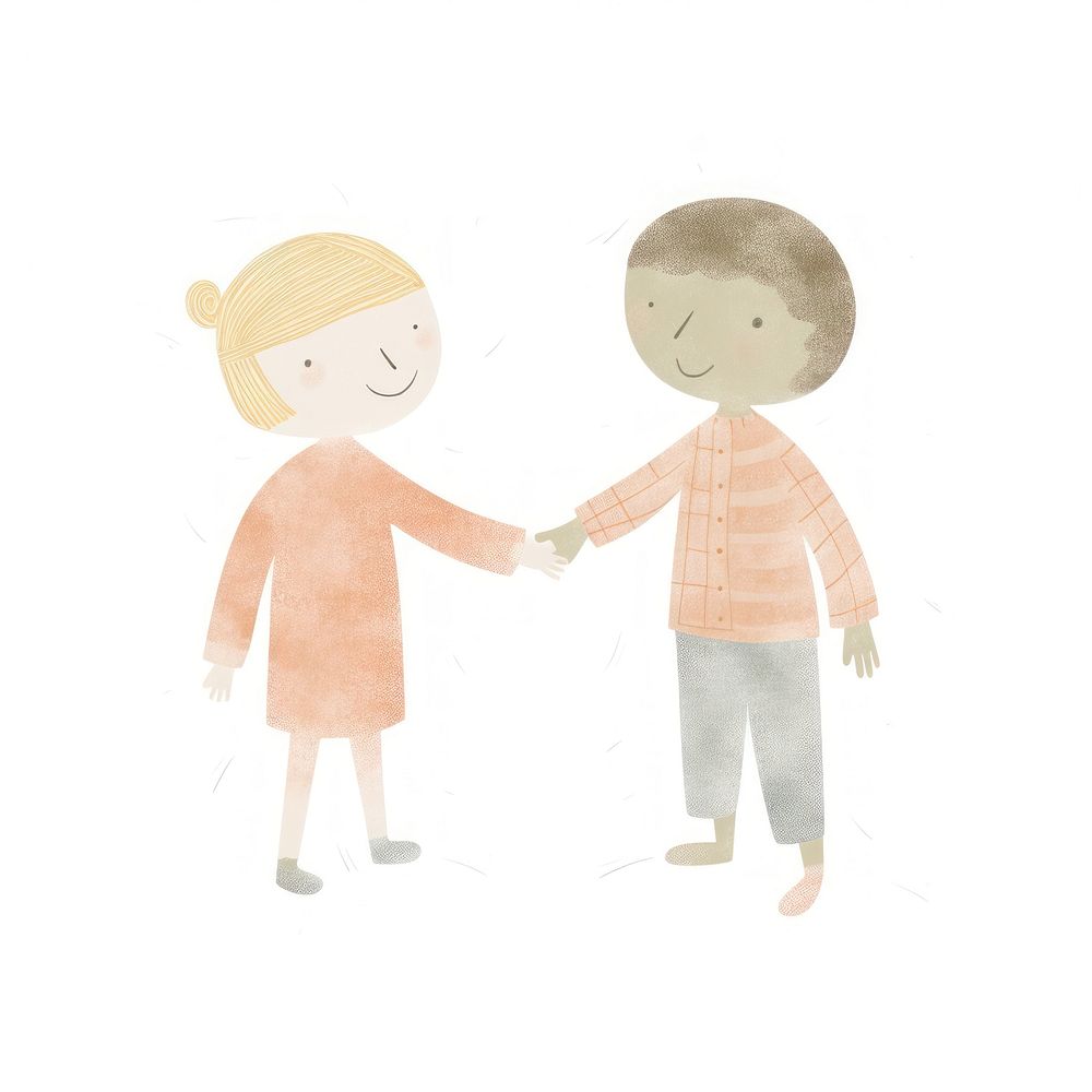 Characters shaking hands drawing sketch art. AI generated Image by rawpixel.