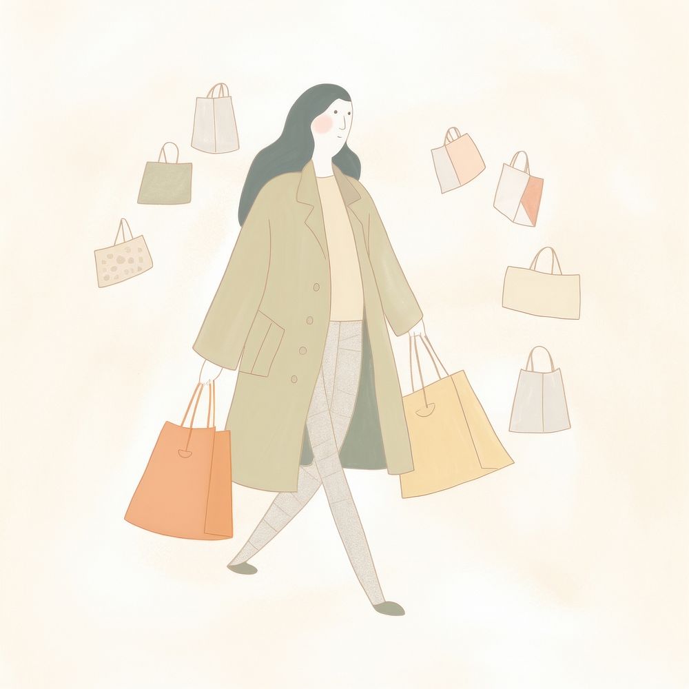 Woman character shopping bag handbag adult. AI generated Image by rawpixel.
