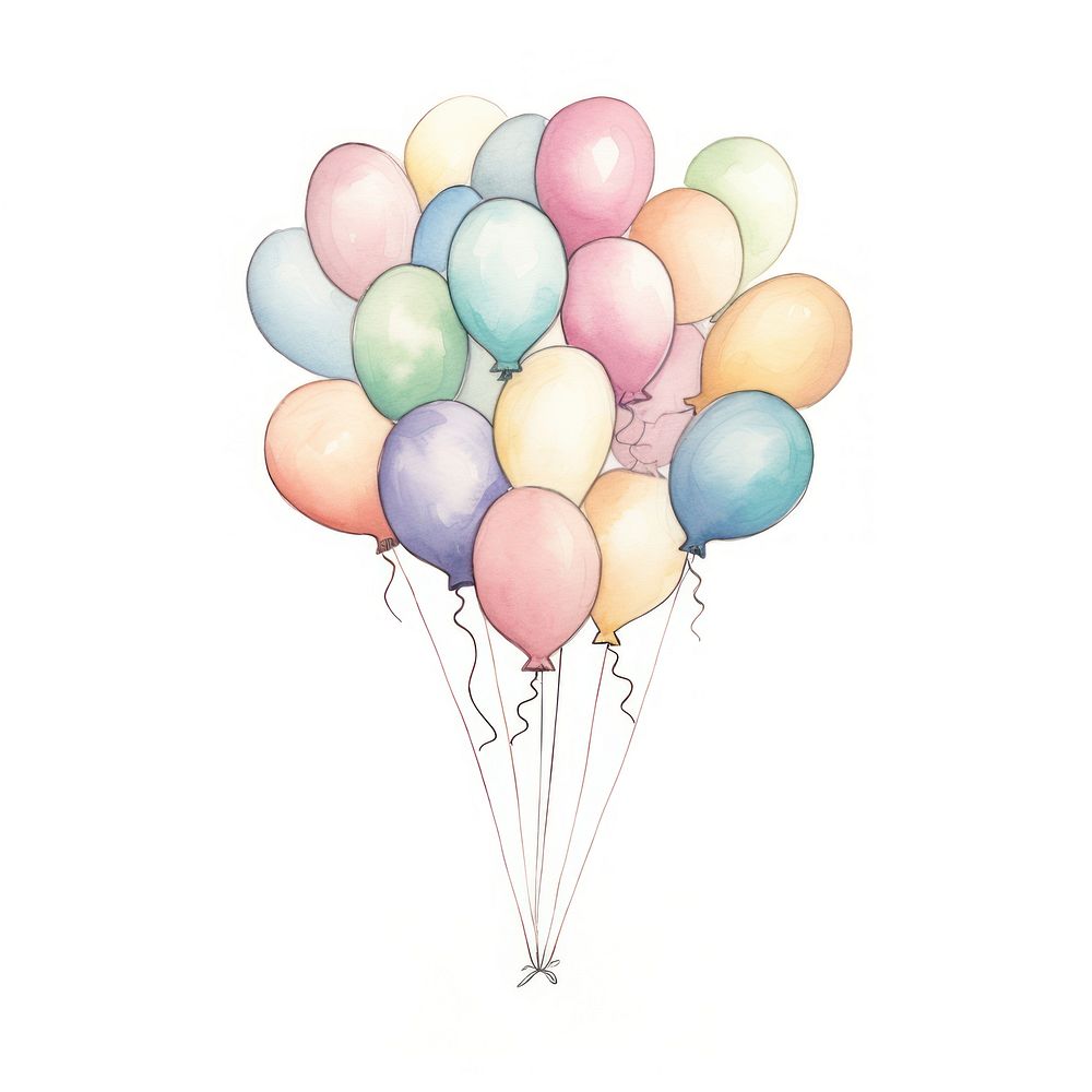 Balloons drawing white background celebration. AI generated Image by rawpixel.