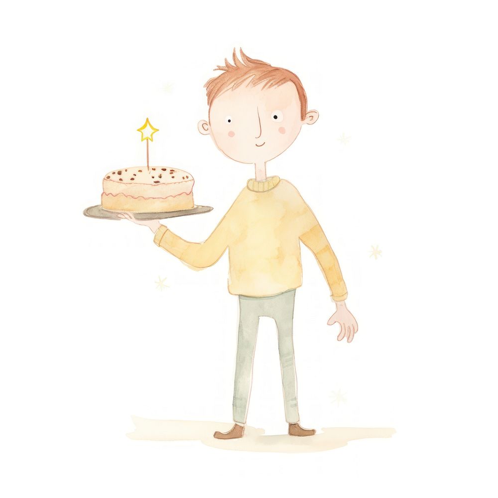 Boy character holding birthday cake dessert food celebration. AI generated Image by rawpixel.