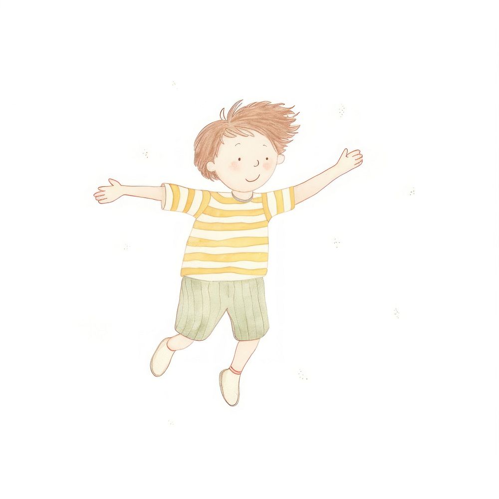 Boy character jumping drawing sketch child. AI generated Image by rawpixel.