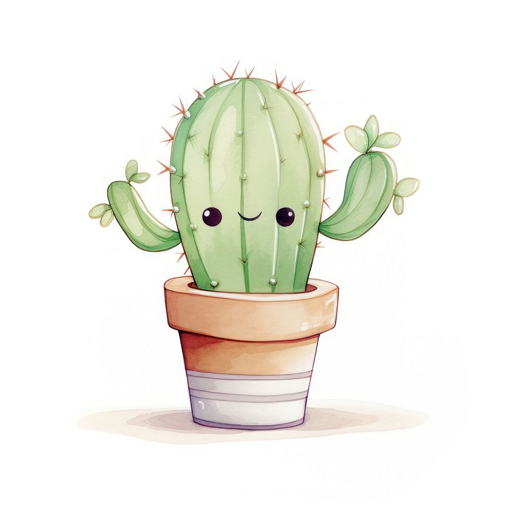 Cactus drawing plant white background. AI generated Image by rawpixel.