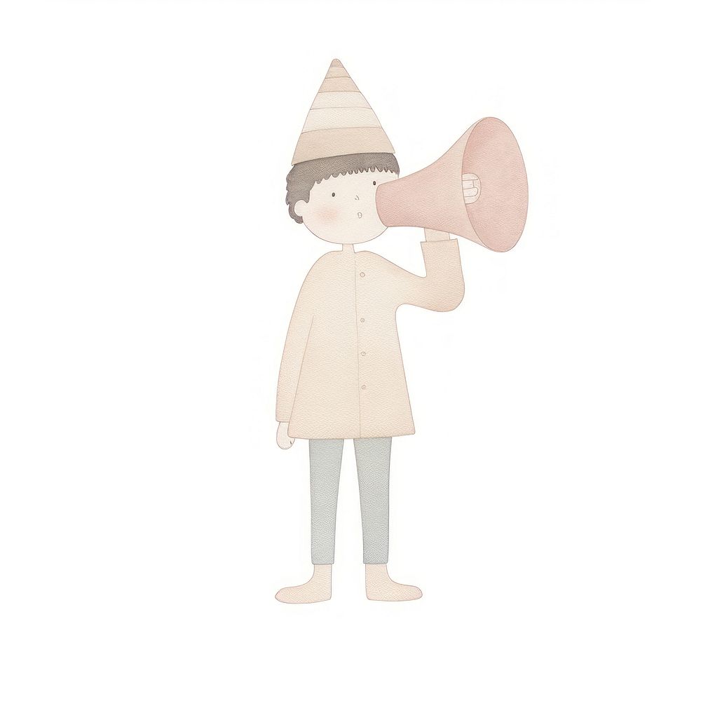 Character holding megaphone white background sousaphone creativity. AI generated Image by rawpixel.