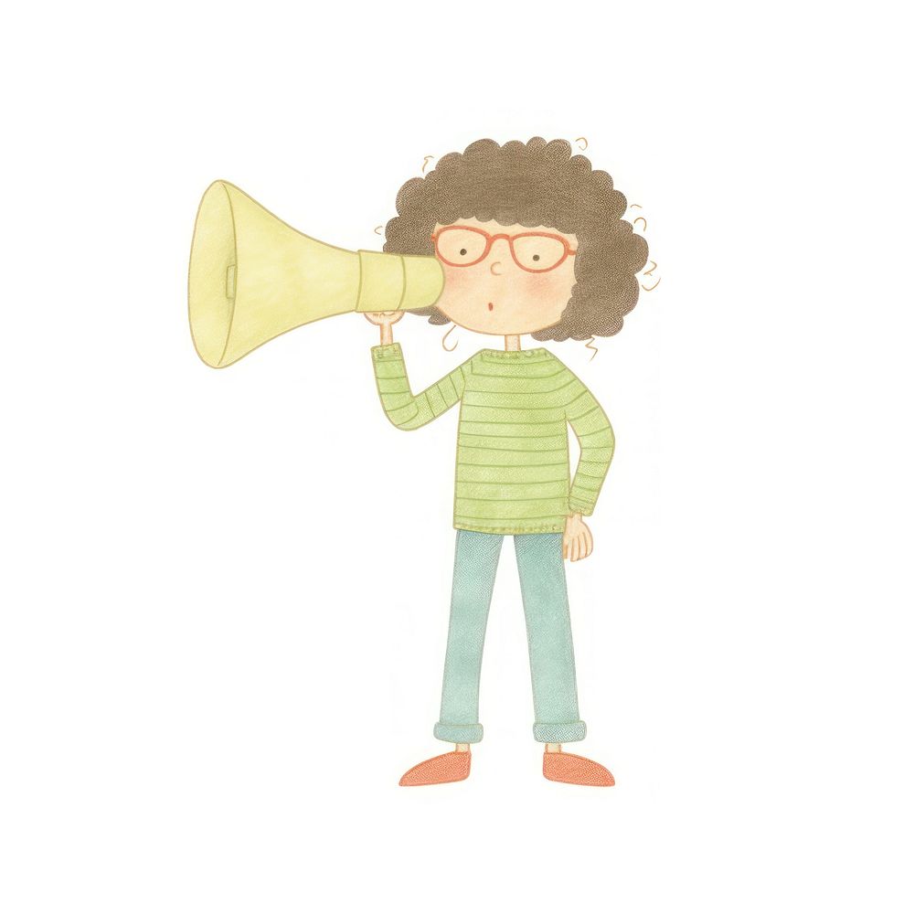 Character holding megaphone white background performance electronics. AI generated Image by rawpixel.