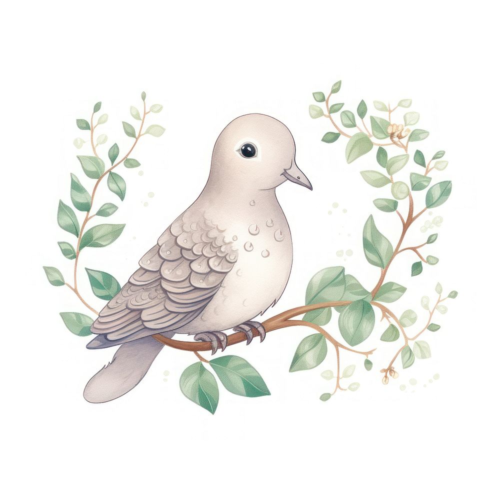 Dove drawing animal plant. AI generated Image by rawpixel.