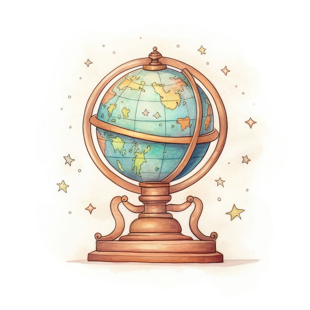 Globe drawing planet space. AI generated Image by rawpixel.