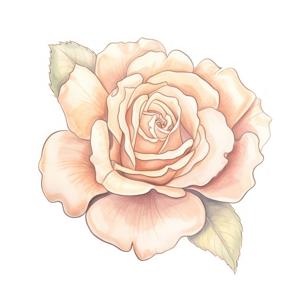 Rose flower drawing sketch petal. AI generated Image by rawpixel.