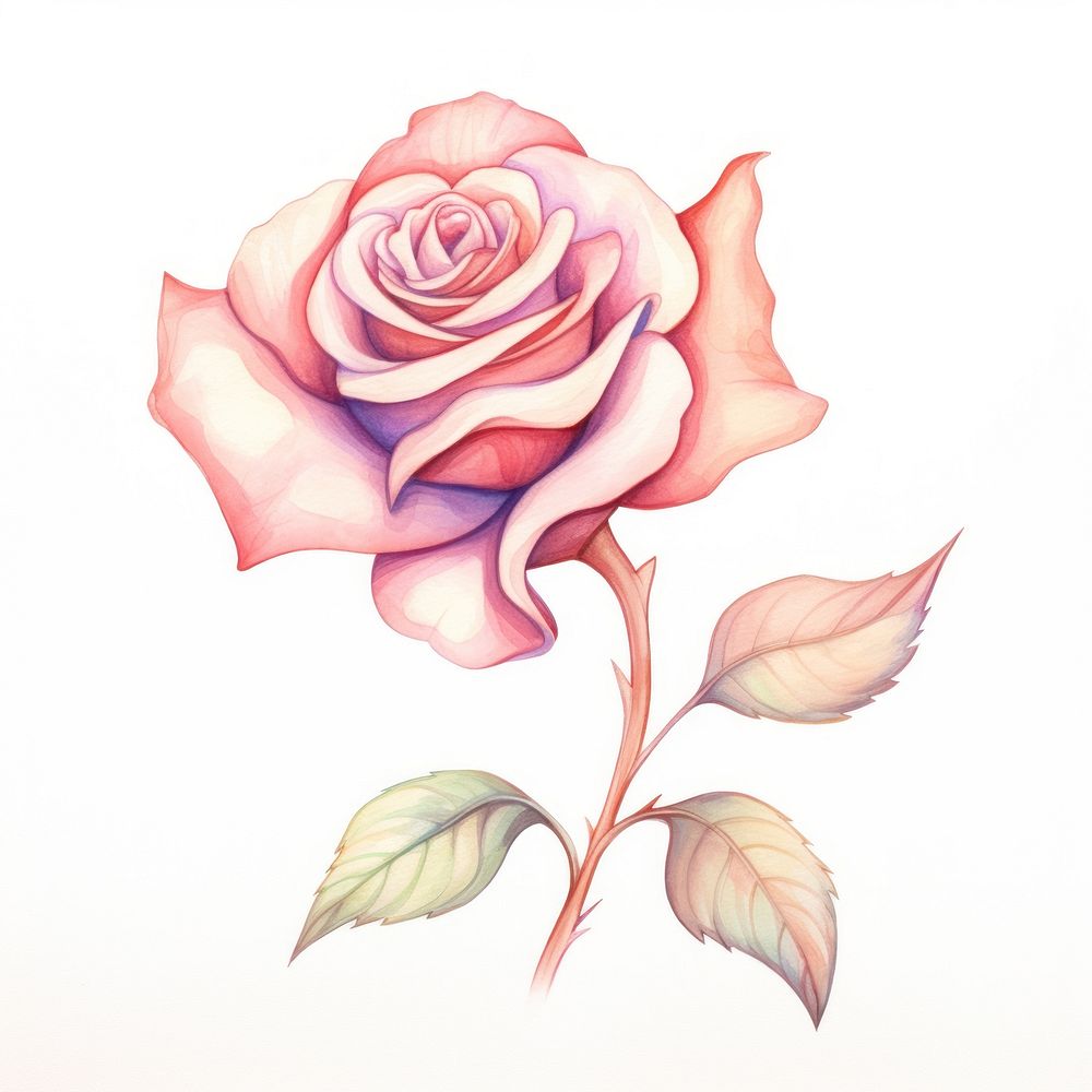 Rose flower drawing pattern sketch. AI generated Image by rawpixel.