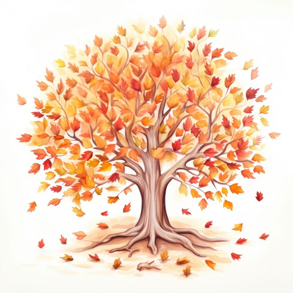 Autumn tree drawing painting sketch. AI generated Image by rawpixel.
