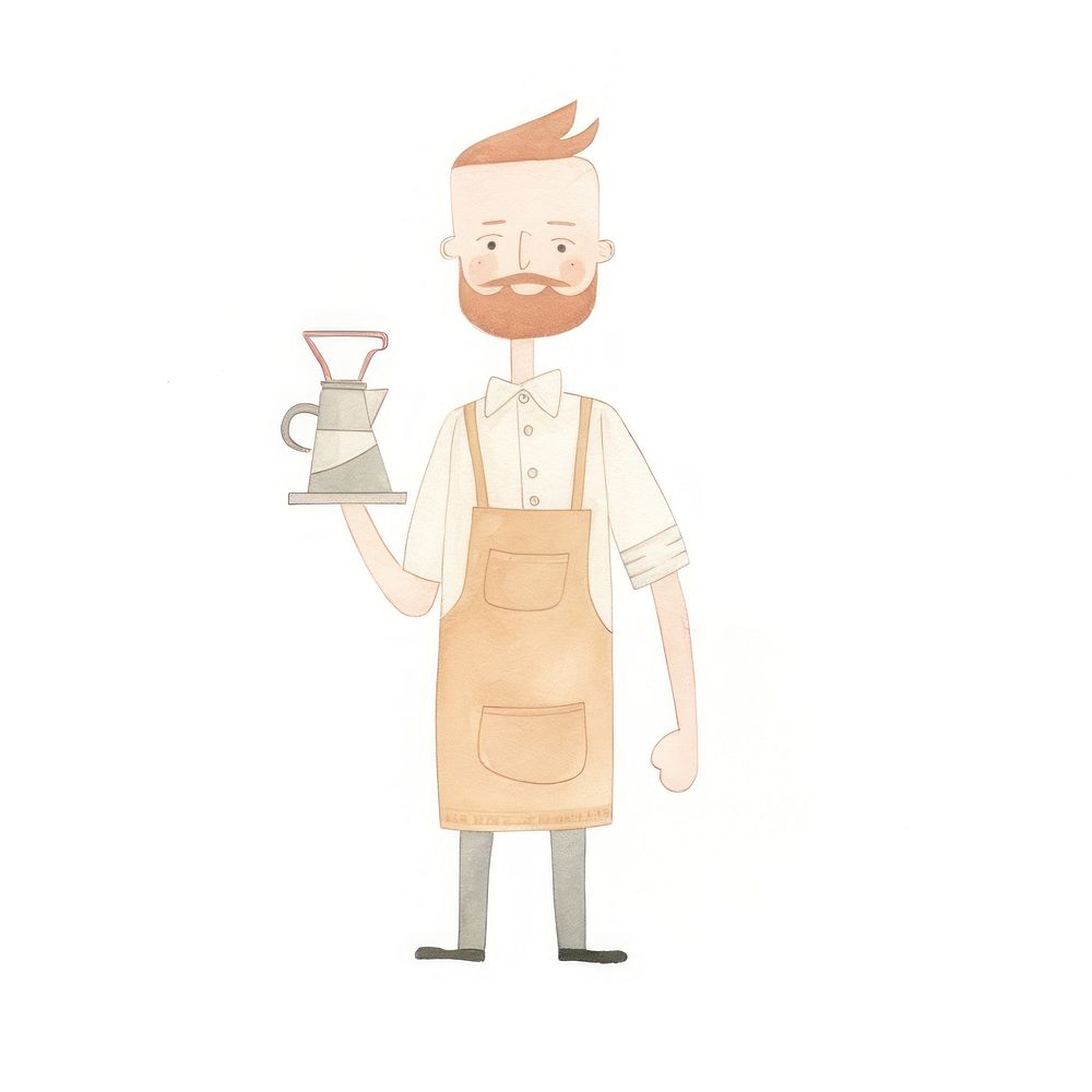 Barista character apron white background happiness. AI generated Image by rawpixel.