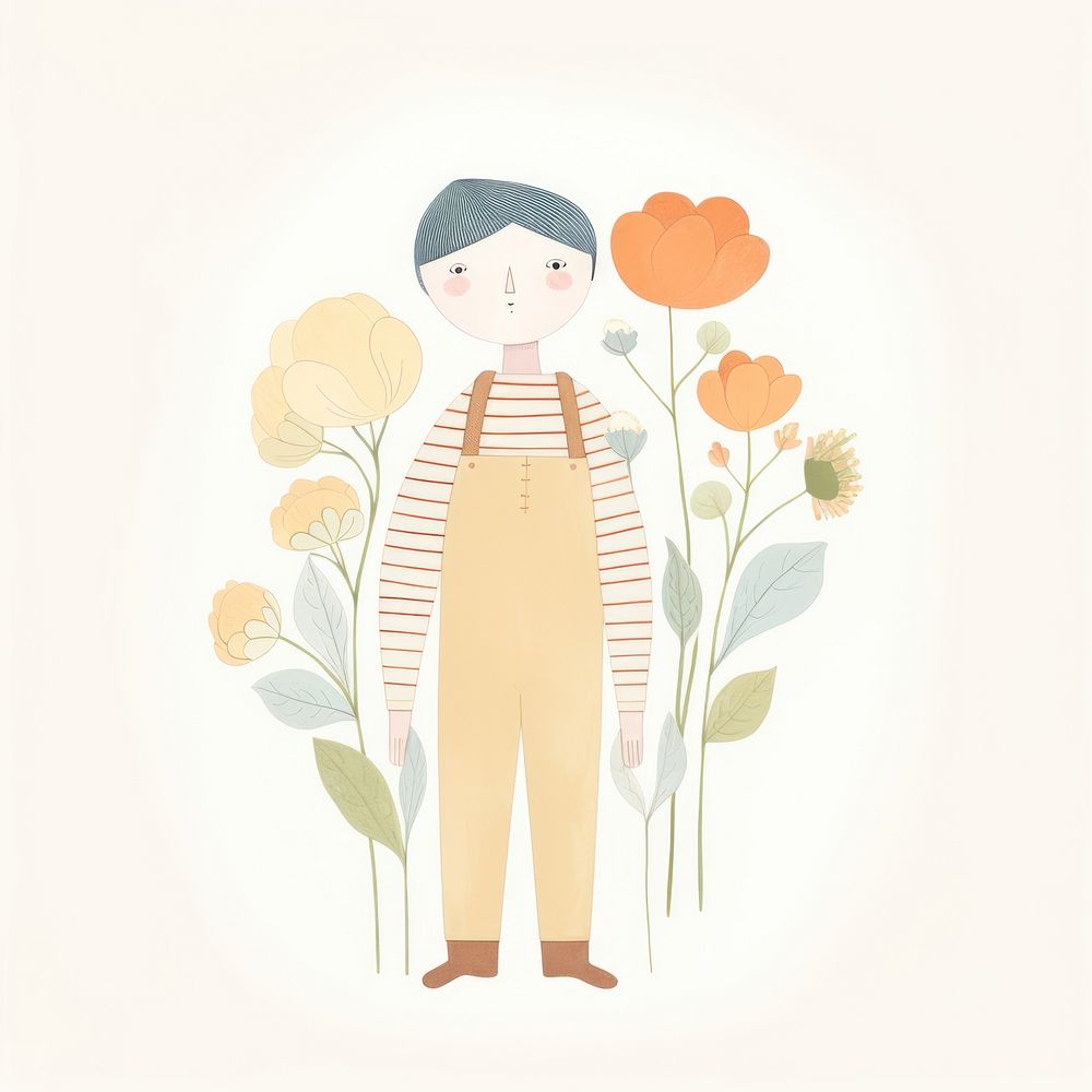 Florist character drawing sketch adult. AI generated Image by rawpixel.