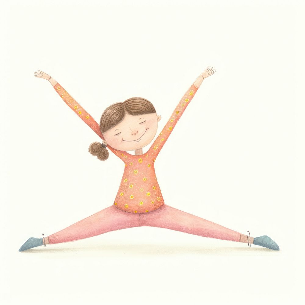Girl character doing yoga dancing white background flexibility. AI generated Image by rawpixel.