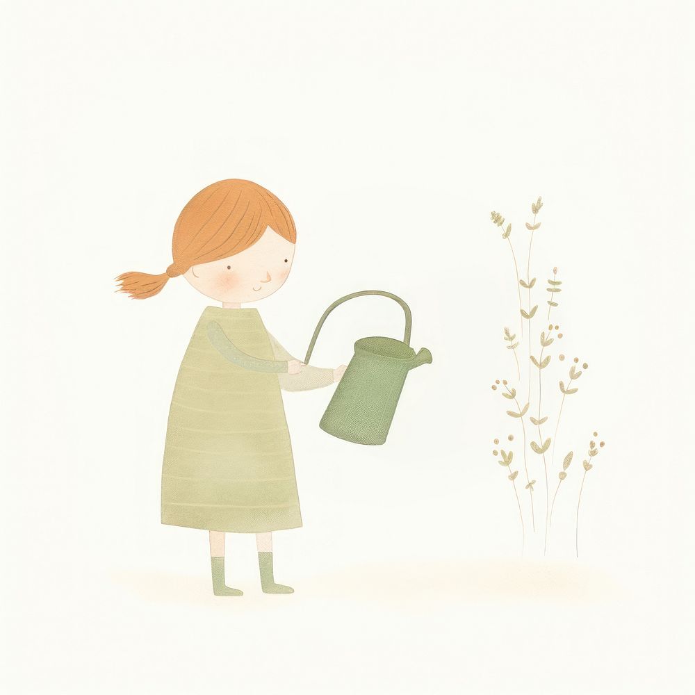 Girl character holding watering can gardening standing clothing. AI generated Image by rawpixel.