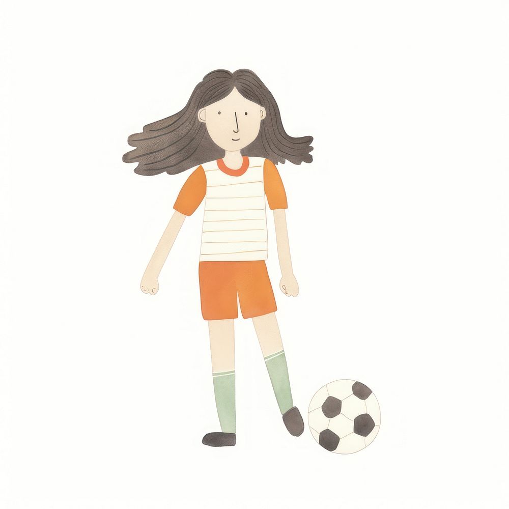 Girl soccer athlete character football drawing sports. AI generated Image by rawpixel.