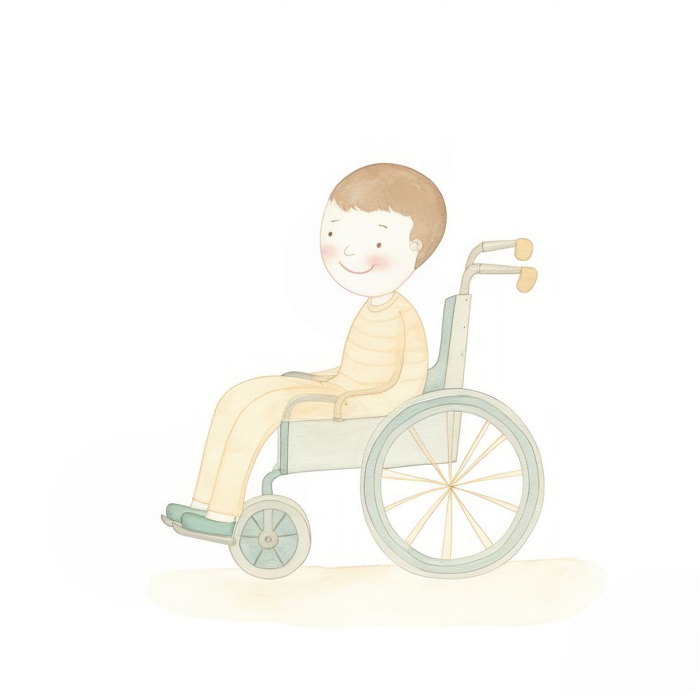 Kid character on a wheelchair tricycle vehicle white background. AI generated Image by rawpixel.