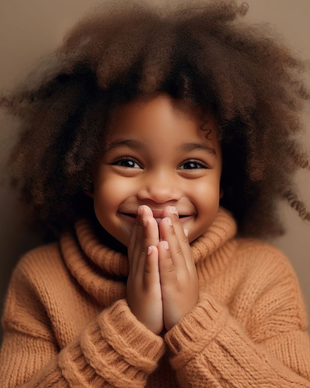 Black kid girl in sweater smiling portrait child smile. AI generated Image by rawpixel.