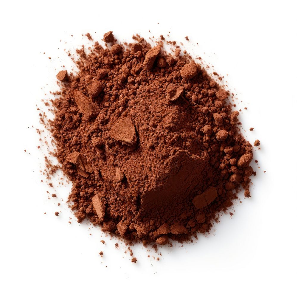 Cocoa powder dessert soil white background. AI generated Image by rawpixel.