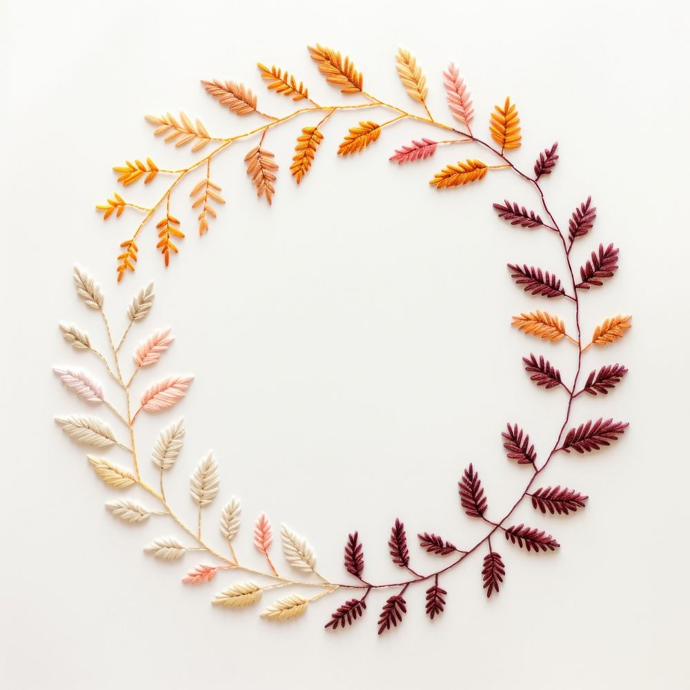 Little Autumn leaves circle border pattern embroidery plant. AI generated Image by rawpixel.