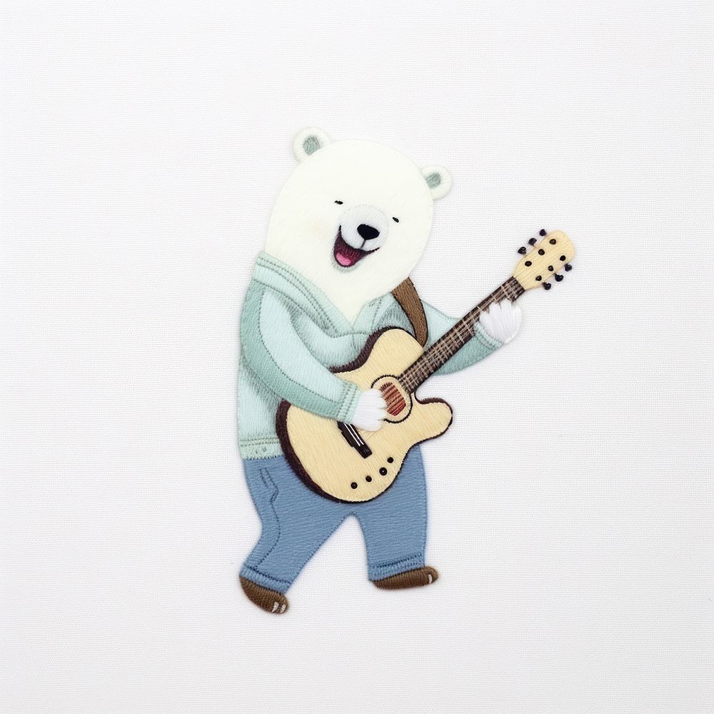 Polar bear playing guitar toy anthropomorphic representation. AI generated Image by rawpixel.