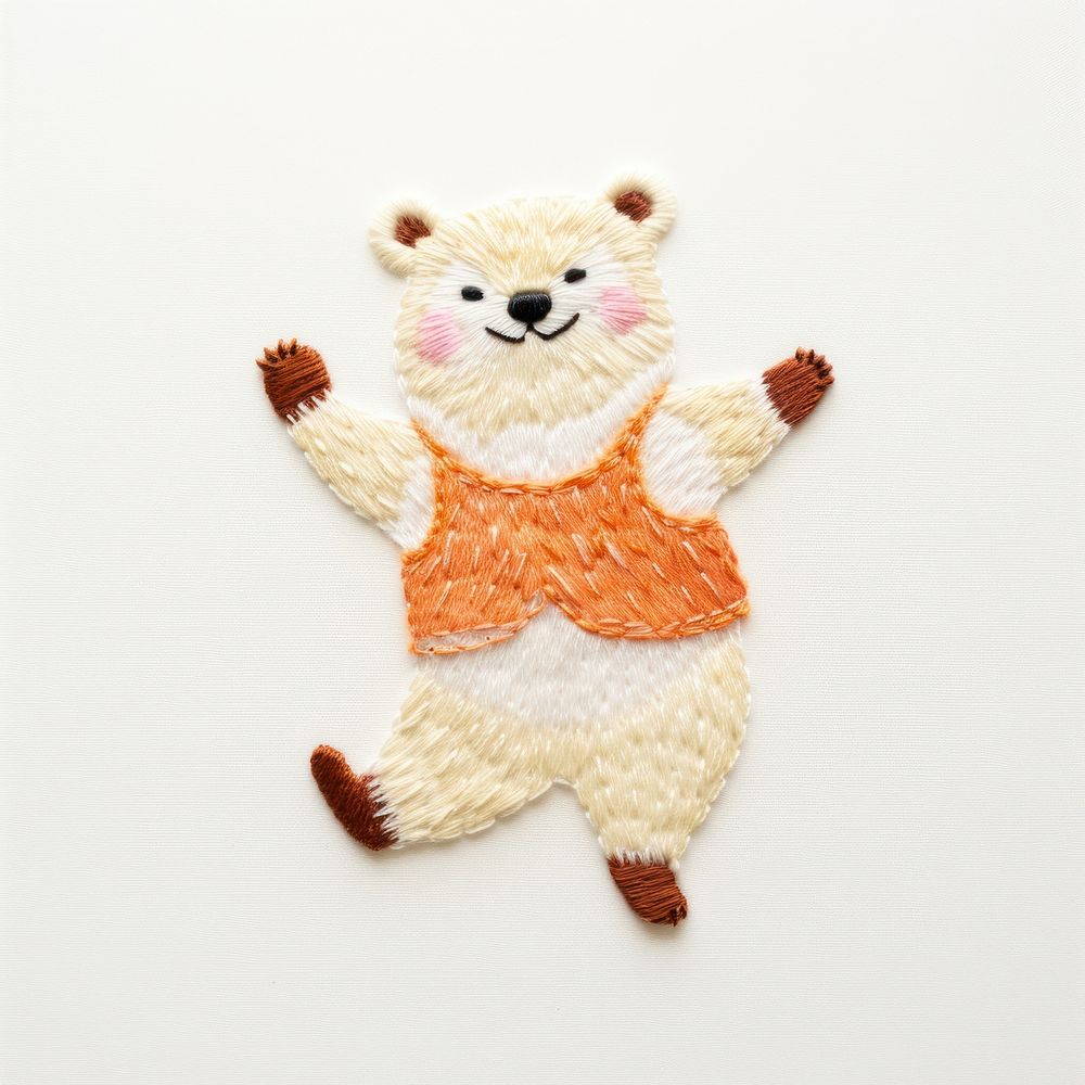 Polar bear dancing embroidery textile pattern. AI generated Image by rawpixel.
