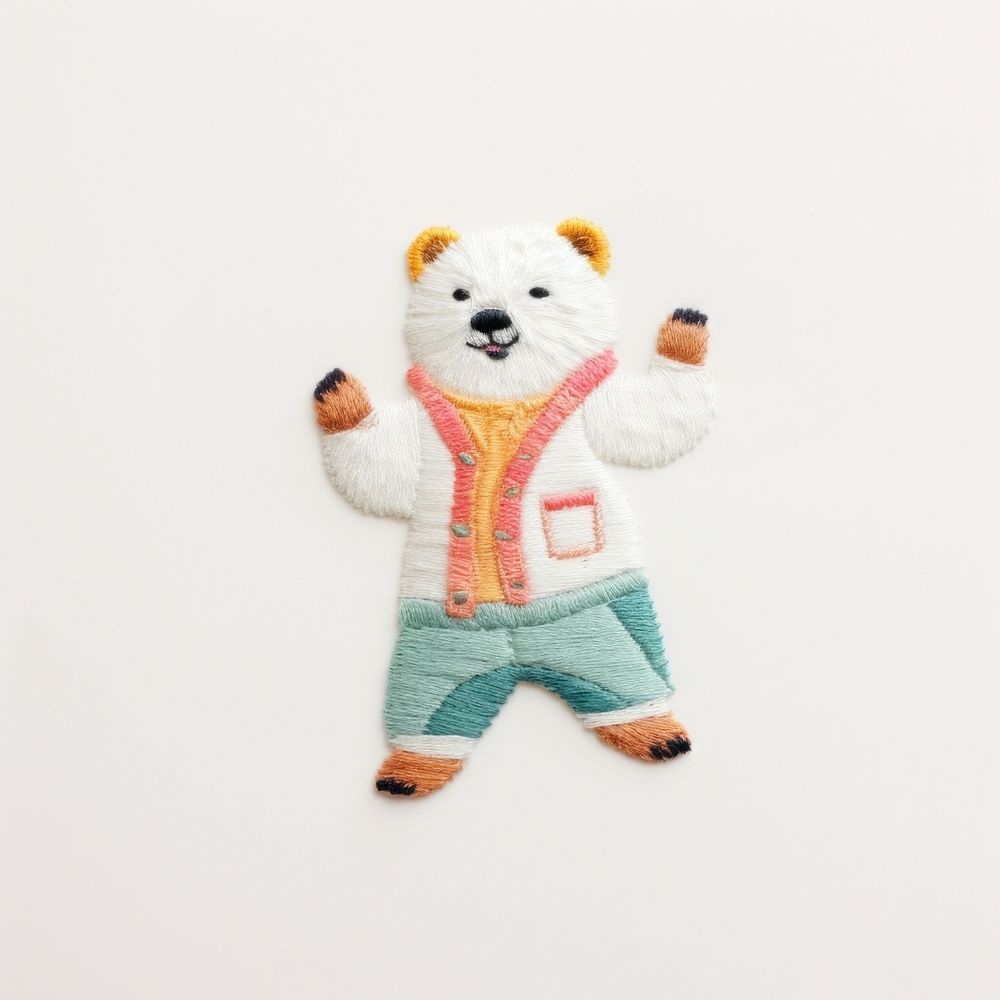 Polar bear dancing textile craft plush. AI generated Image by rawpixel.