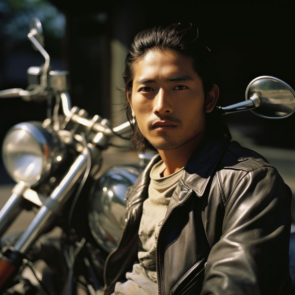 Thai male biker motorcycle portrait vehicle. AI generated Image by rawpixel.
