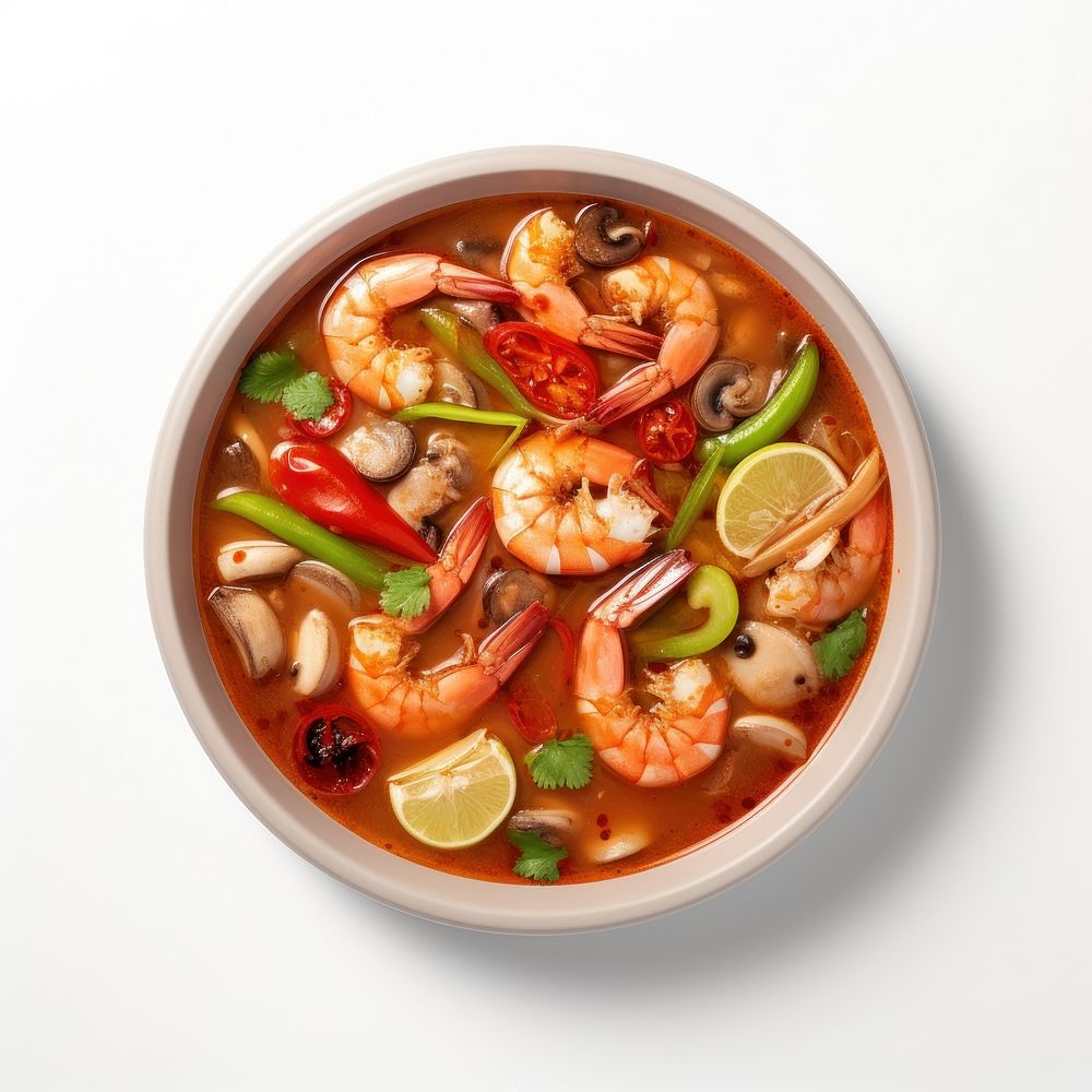 Tom yum goong seafood shrimp meal. AI generated Image by rawpixel.