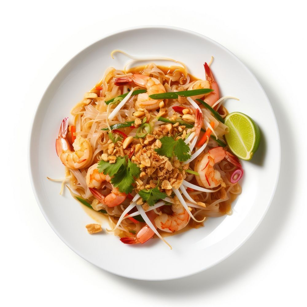Pad thai noodle pasta plate. AI generated Image by rawpixel.
