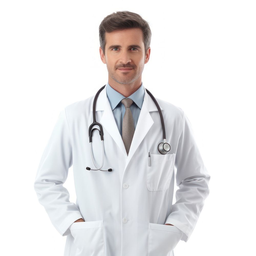 Male doctor adult white background stethoscope. AI generated Image by rawpixel.