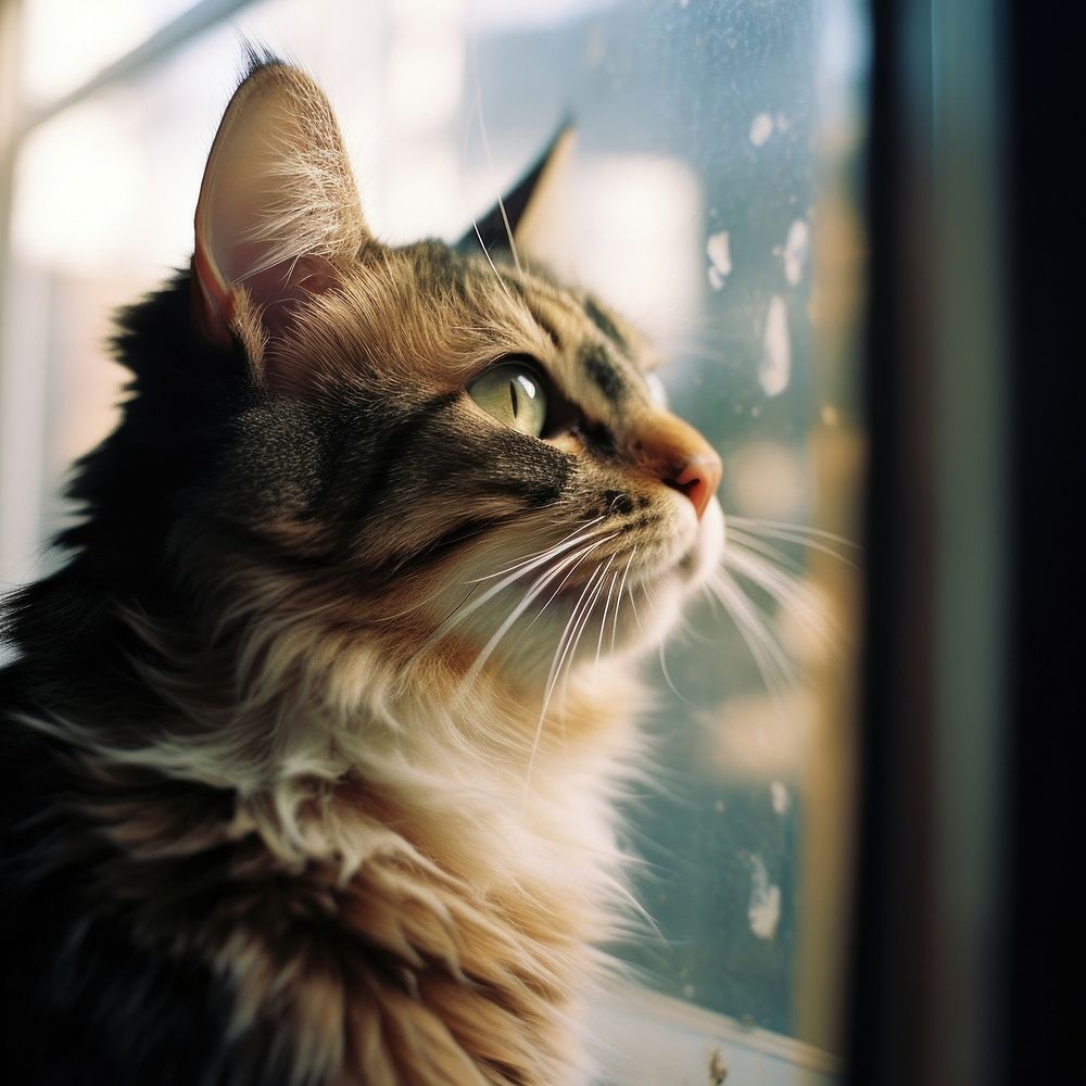 A cat looking out of the window mammal animal kitten. AI generated Image by rawpixel.