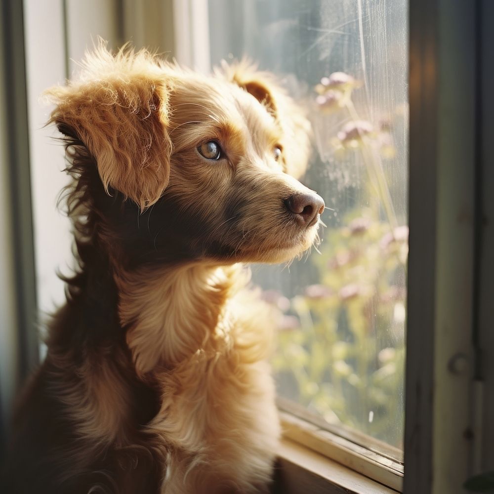 A dog looking out of the window windowsill mammal animal. AI generated Image by rawpixel.